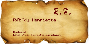 Rády Henrietta névjegykártya